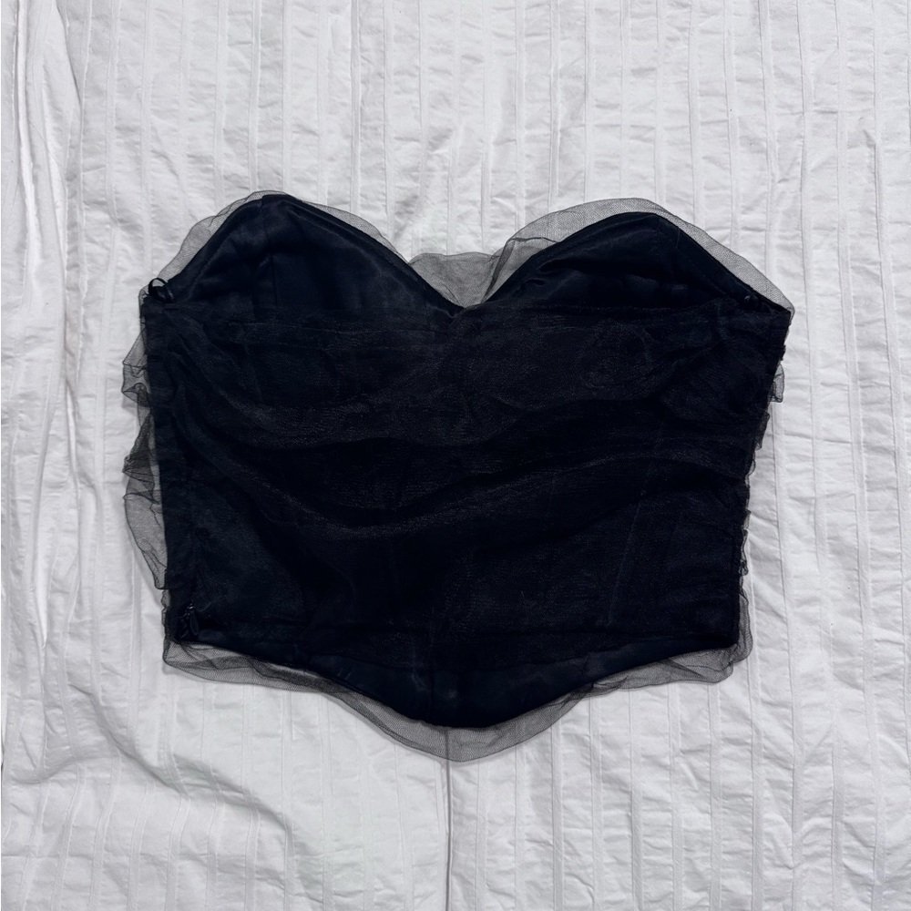 Zara Black Sheer Bustier Top